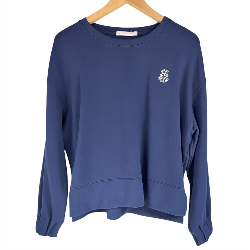 PETER MILLAR Evans Scholars Ultra-Soft Modal Blend Sweatshirt Navy Blue Size M